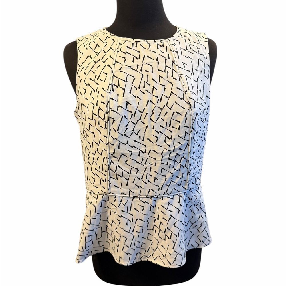 Banana Republic Cream Sleeveless Printed Peplum Top